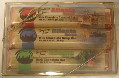 Atlanta 3 Pack Candy Bars - Milk Chocolate Caramel, Crisp, & Dark