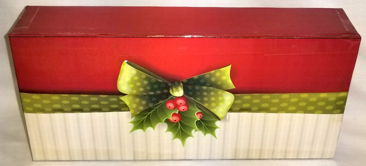 Holly XMAS Box Of Fudge Graham Crackers, 1 Side Of Box Horizontal And 1 Side Vertical Design