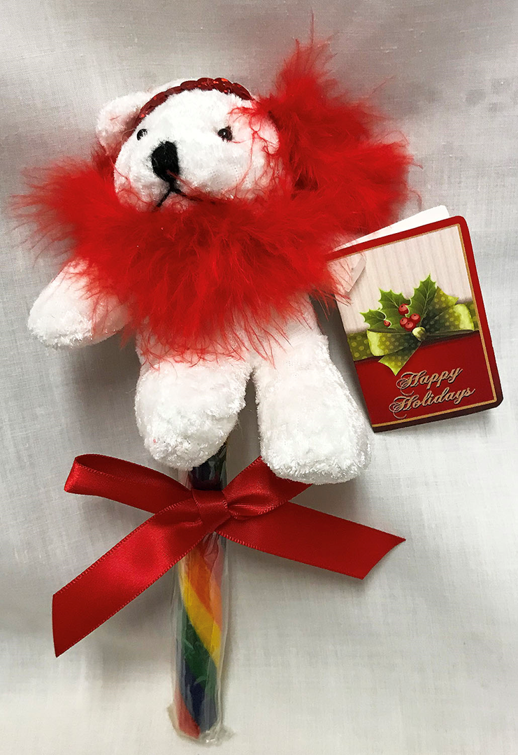 XMAS Holly Red Puppet With Swirl Lollipop Stick