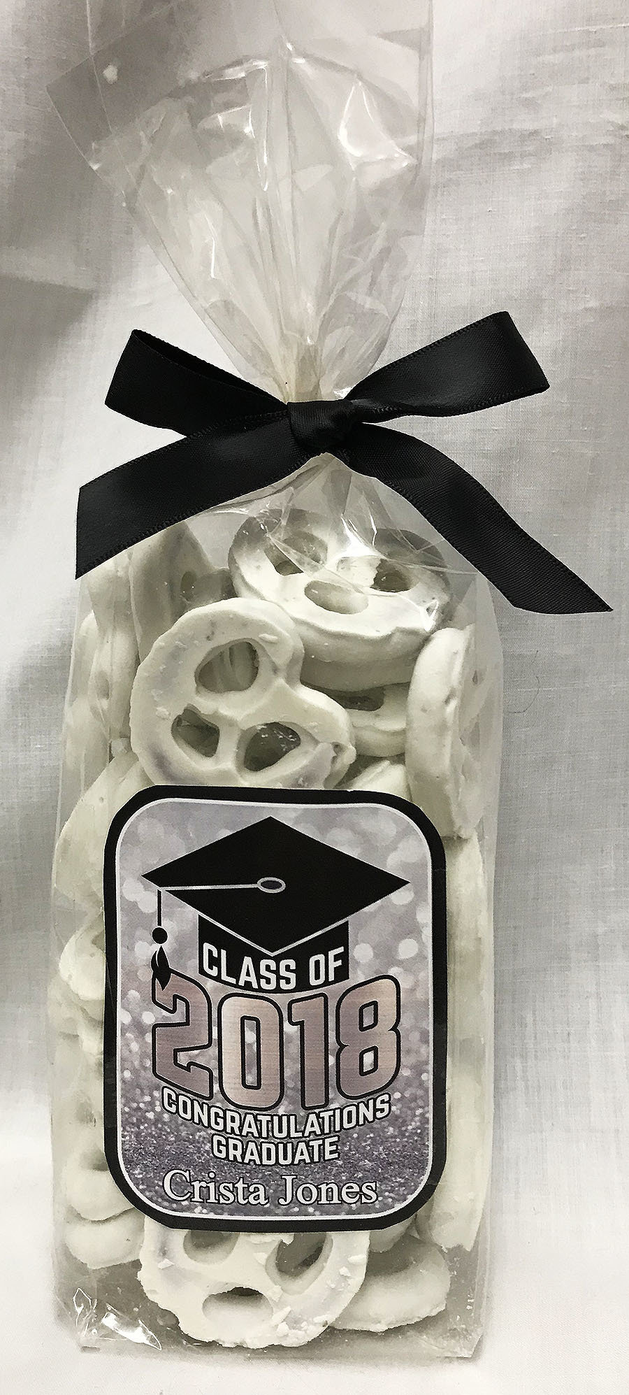 Silver Graduation Bag of Yogurt Covered Pretzels