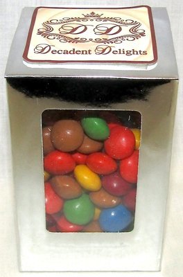 Silver Foil 2.5" Wide X 2.5" Wide X 4" Height Box Filled With Copycats Net Wt. 6 Ozs.