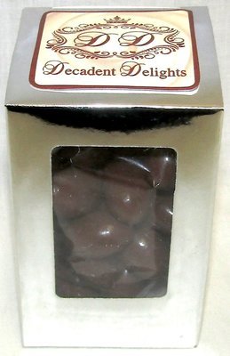 Silver Foil 2.5" Wide X 2.5" Wide X 4" Height Box Filled With Milk Chocolate Covered Almonds Net Wt.6 Ozs