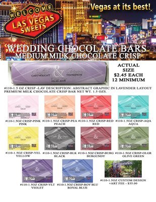 Las Vegas Wedding Bar - Medium 1.5oz Milk Chocolate Crisp Abstract Design