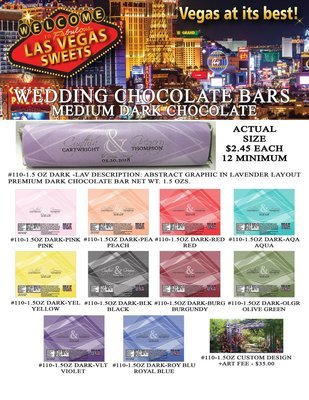 Las Vegas Wedding Bar - Medium 1.5oz Dark Chocolate Abstract Design