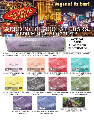 Las Vegas Wedding Bar - Medium 1.5oz Milk Chocolate Abstract Design