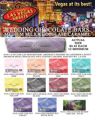 Las Vegas Wedding Bar - Medium 1.6oz Milk Chocolate Caramel Abstract Design