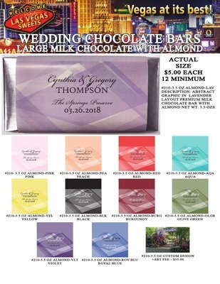 Las Vegas Wedding Bar - Large 3.5oz Milk Chocolate Almond Abstract Design