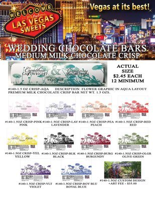 Las Vegas Wedding Bar - Medium 1.5oz Milk Chocolate Crisp Flower Design