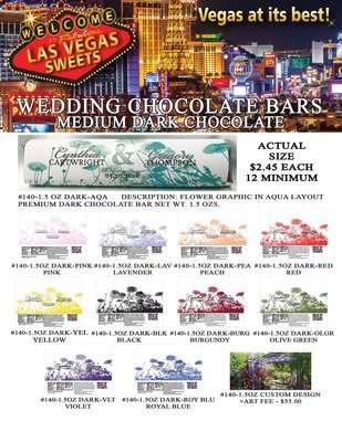 Las Vegas Wedding Bar - Medium 1.5oz Dark Chocolate Flower Design