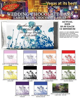 Las Vegas Wedding Bar - Large 3.5oz Milk Chocolate Crisp Flower Design