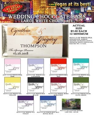 Las Vegas Wedding Bar - Large 3.5oz White Chocolate Ribbon Design