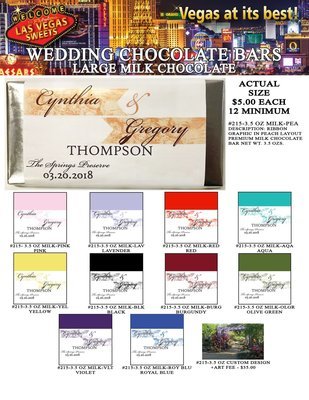 Las Vegas Wedding Bar - Large 3.5oz Milk Chocolate Ribbon Design