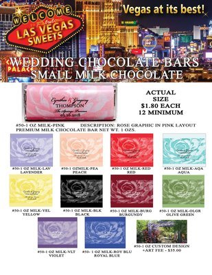 Las Vegas Wedding Bar - Small 1.0oz Milk Chocolate Rose Design