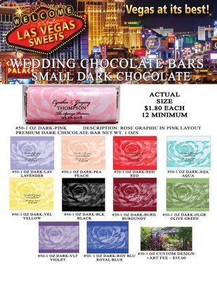 Las Vegas Wedding Bar - Small 1.0oz Dark Chocolate Rose Design