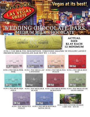 Las Vegas Wedding Bar - Medium 1.5oz Milk Chocolate Tortoise Design