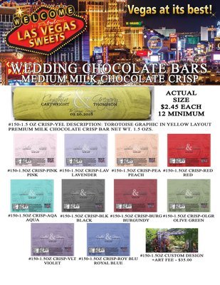 Las Vegas Wedding Bar - Medium 1.5oz Milk Chocolate Crisp Tortoise Design