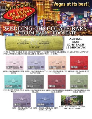 Las Vegas Wedding Bar - Medium 1.5oz Dark Chocolate Tortoise Design