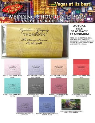 Las Vegas Wedding Bar - Large 3.5oz Dark Chocolate Tortoise Design