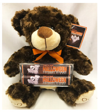 Ghost Halloween Plush Bear with 2 Pack Candy Bars (Caramel)