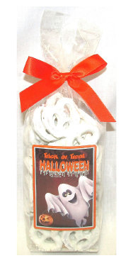 Ghost Halloween Bag Filled with Yogurt Covered Pretzels