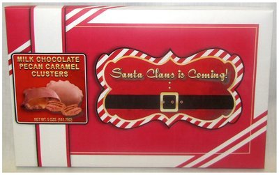 Santa Claus Is Coming Box Filled With Milk Chocolate Pecan Caramel Clusters