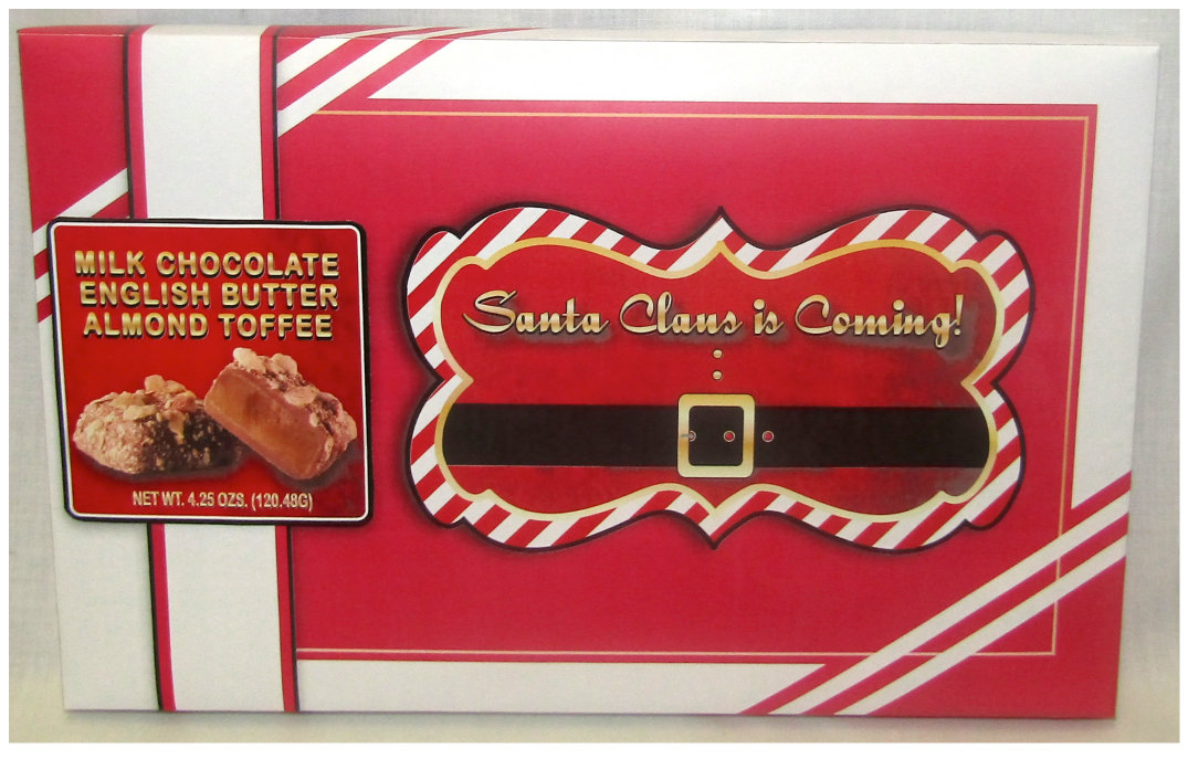 Santa Claus Is Coming Box Filled With Milk Chocolate English Butter Almond Toffee