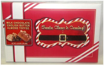Santa Claus Is Coming Box Filled With Milk Chocolate English Butter Almond Toffee