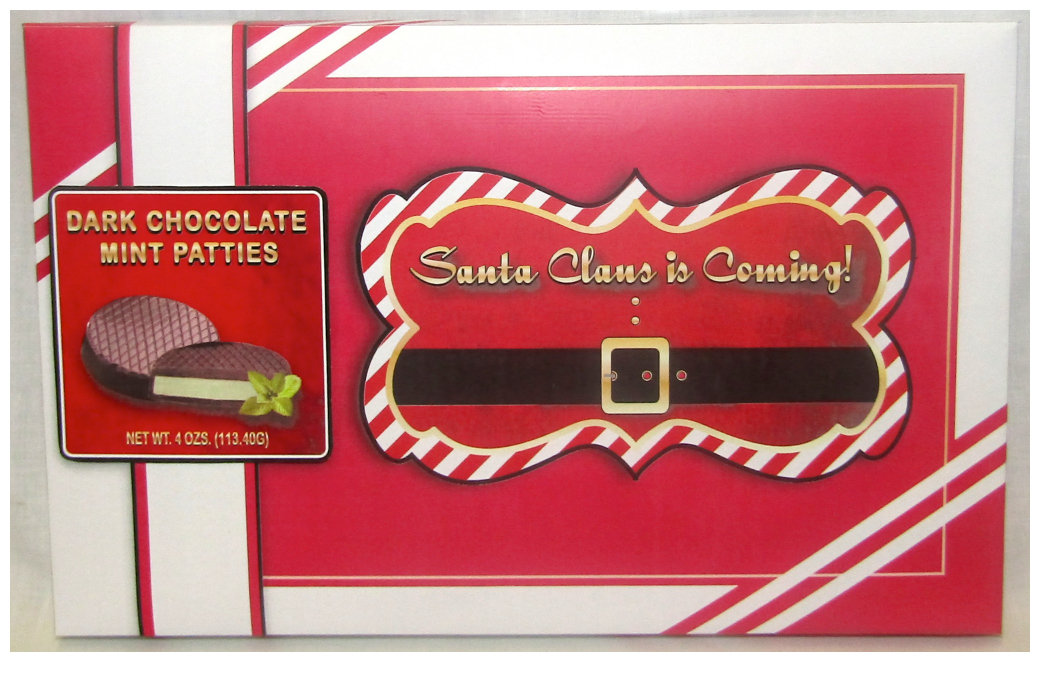 Santa Claus Is Coming Box Filled With Dark Chocolate Mint Patties