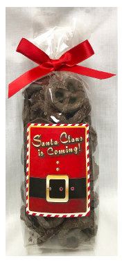 Santa Claus Is Coming Bag Of Gourmet Milk Chocolate Covered Pretzels