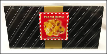 Santa Is Coming Black & Gold Box Filled With Peanut Brittle