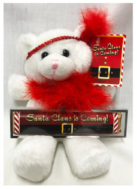 Santa Claus Is Coming 6" Plush White Bear With Premium Chocolate Bar