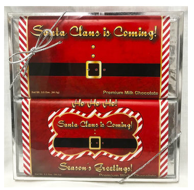 Santa Claus Is Coming 2 Pack Large Premium Chocolate Bars