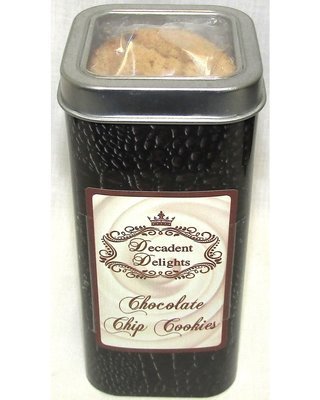 Brown 2.5" Wide X 2.5" Wide X 5.5" Height Crocodile Tin Filled With Chocolate Chip Cookies 2.25 Ozs.