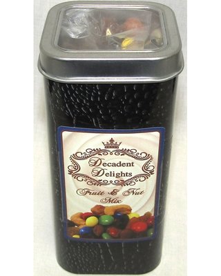 ​Brown 2.5" Wide X 2.5" Wide X 5.5" Height Crocodile Tin Filled With Fruit & Nut Mix 5 Ozs.