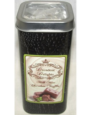 ​Brown 2.5" Wide X 2.5" Wide X 5.5" Height Crocodile Tin Filled With Milk Chocolate Mint Truffles 3.25 Ozs.
