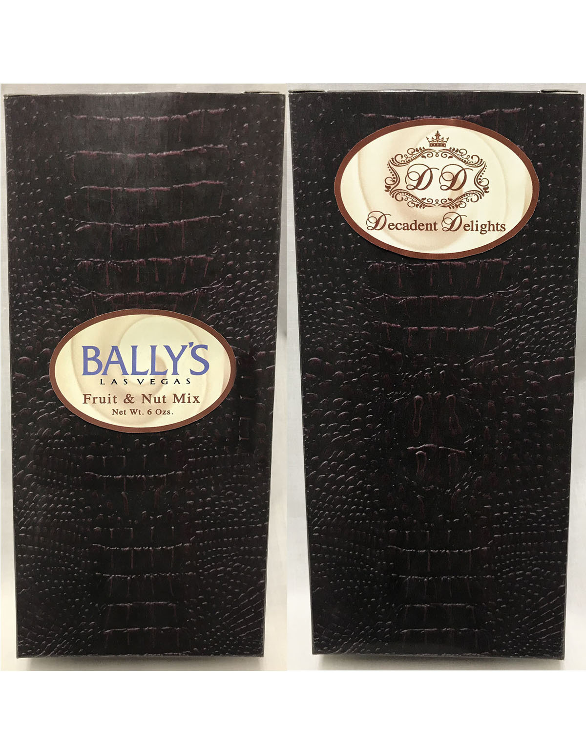 Brown 9" Length x 4.25" Wide Crocodile Box Filled With Fruit & Nut Mix   Net Wt. 6 Ozs.