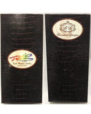 Brown 9" Length x 4.25" Wide Crocodile Box Filled With Tropical Flavored Taffy. Net Wt. 7 Ozs
