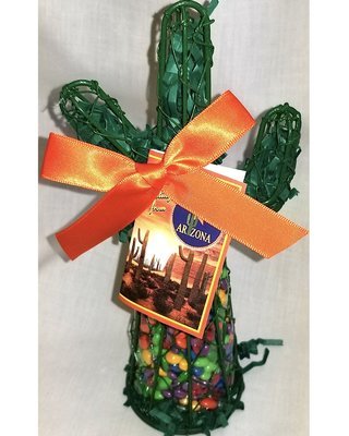 Green Wire Cactus Filled With Candy Coated Sunflower Seeds Net Wt. 4 Ozs.