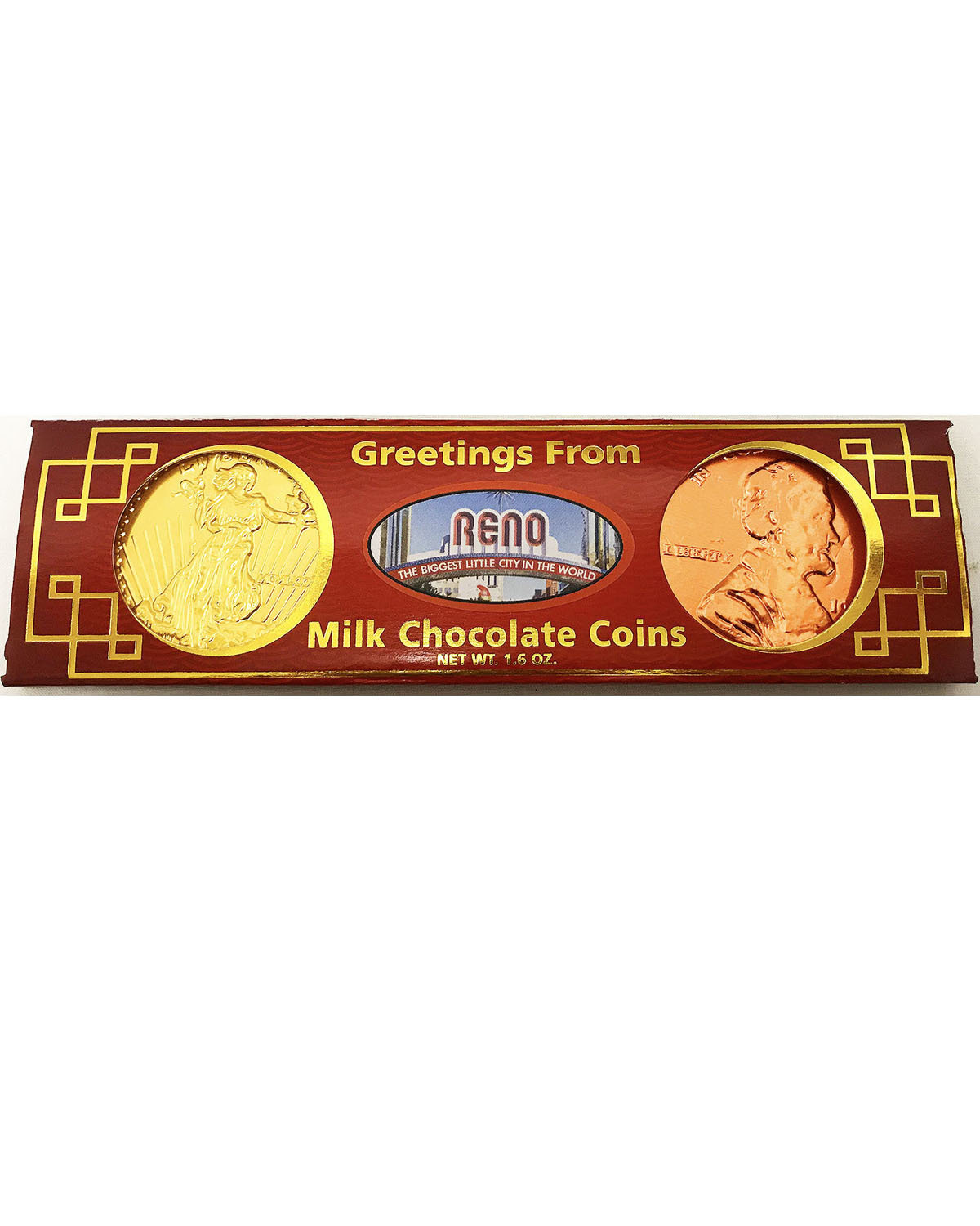 Red Gold Foil 3 Pack Box Of 2" Premium Milk Chocolate Coins Net Wt. 1.6 Ozs