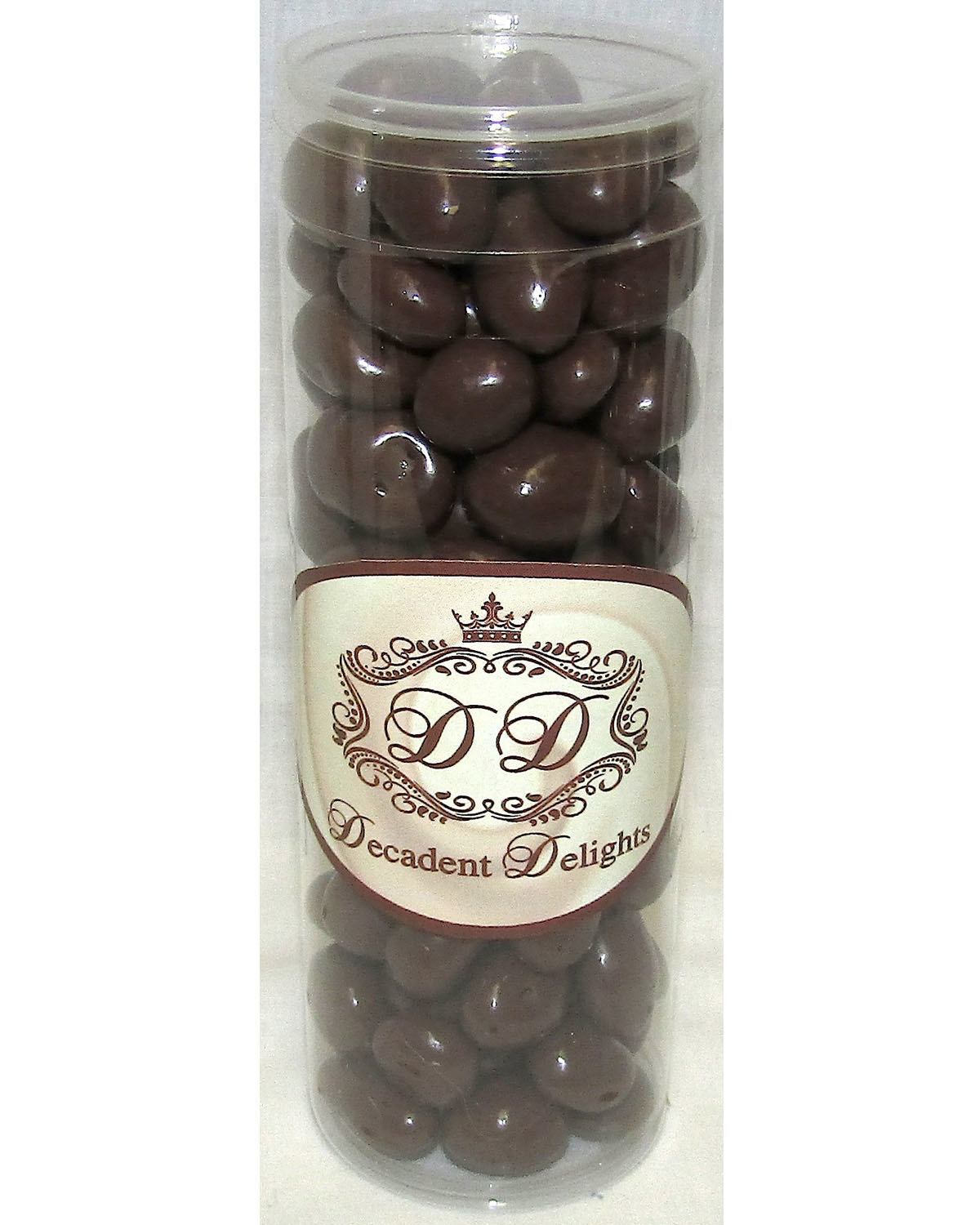 Round 1" Wide X 5 1/2" Height Acetate Tube Filled With Milk Chocolate Covered Raisins
