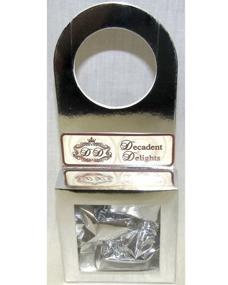 Silver Foil Wine Hanger Box Filled With Milk Chocolate Mint Truffles 3 Pieces