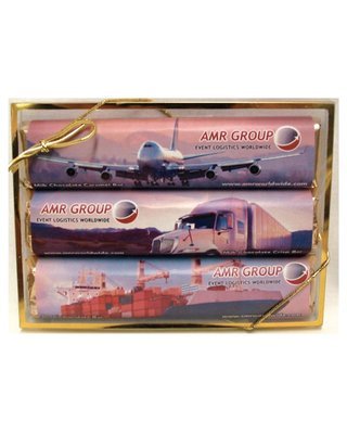 3 Pack Candy Bars (Milk Chocolate Caramel, Milk Chocolate Crisp, Dark Chocolate) In Acetate Box 5 11/16" length x 4 3/16" wide