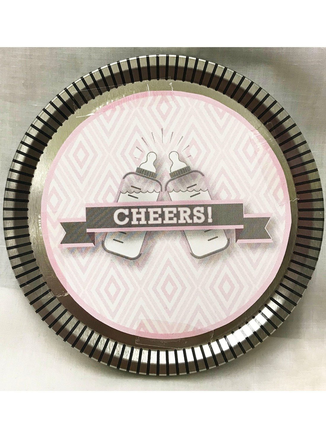 Pink Baby Bottle Medallion Tin with Gourmet Milk Chocolate Wedges