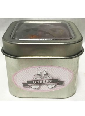 Pink Baby Bottle Short Silver Tin Filled with Any Candy