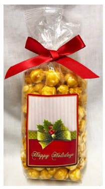 Xmas Holly Bag Of Gourmet Almond Caramel Popcorn