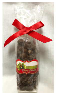 XMAS Holly Stand Bag Of Milk Chocolate Covered Peanuts