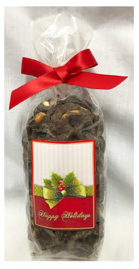 XMAS Holly Bag Of Milk Chocolate Covered Pretzels