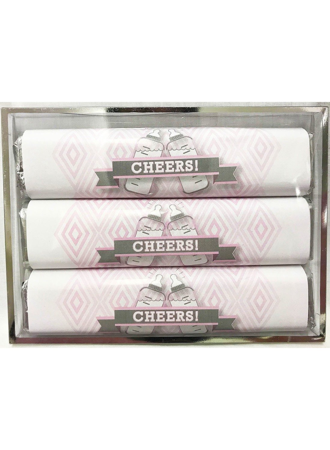 Pink Baby Bottle 3 Pack Candy Bars (Caramel (2) & Crisp (1))