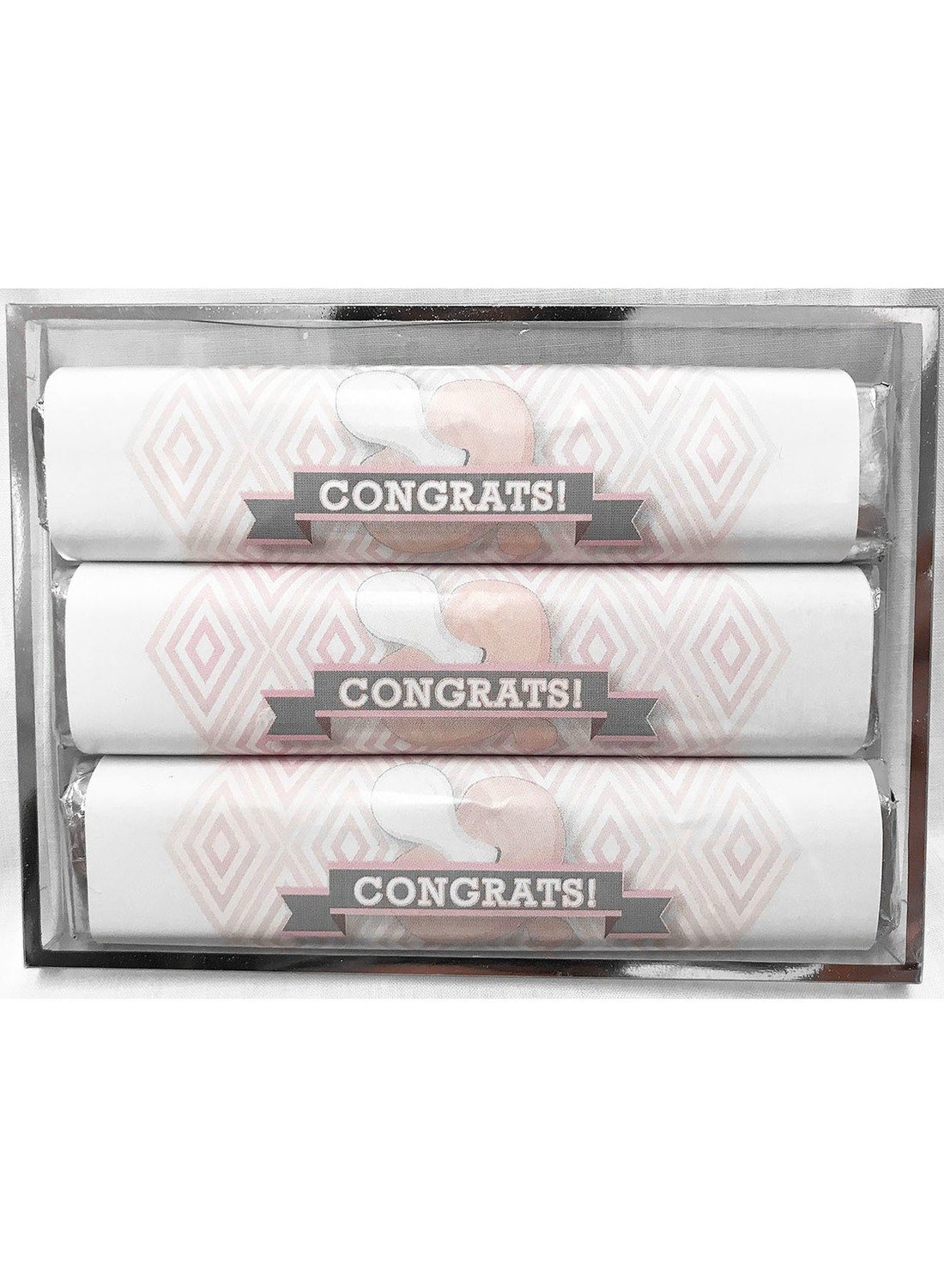 Pink Baby Pacifier 3 Pack Candy Bars (Caramel (2) & Crisp (1))