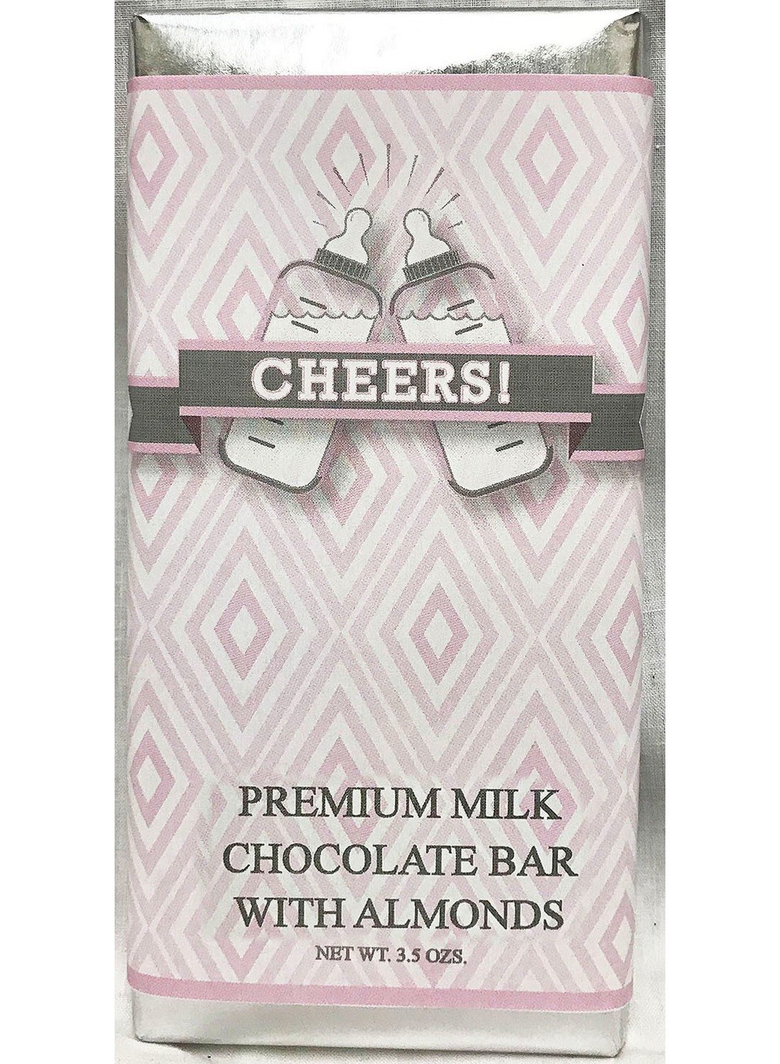 Pink Baby Bottle Premium Milk Chocolate Tablet with Almonds